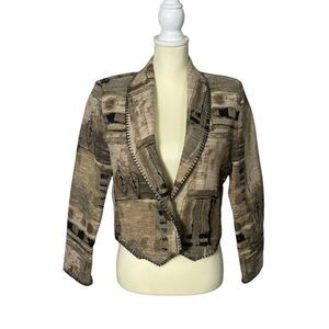 Vintage Expo Stylish Tapestry Single Button Blazer Jacket Women's Size XS